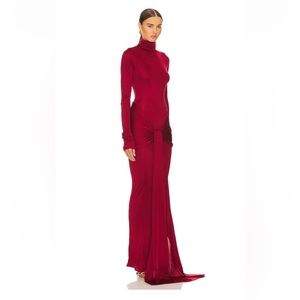 Helsa Slinky Jersey Sarong Maxi Dress XS Samba Red